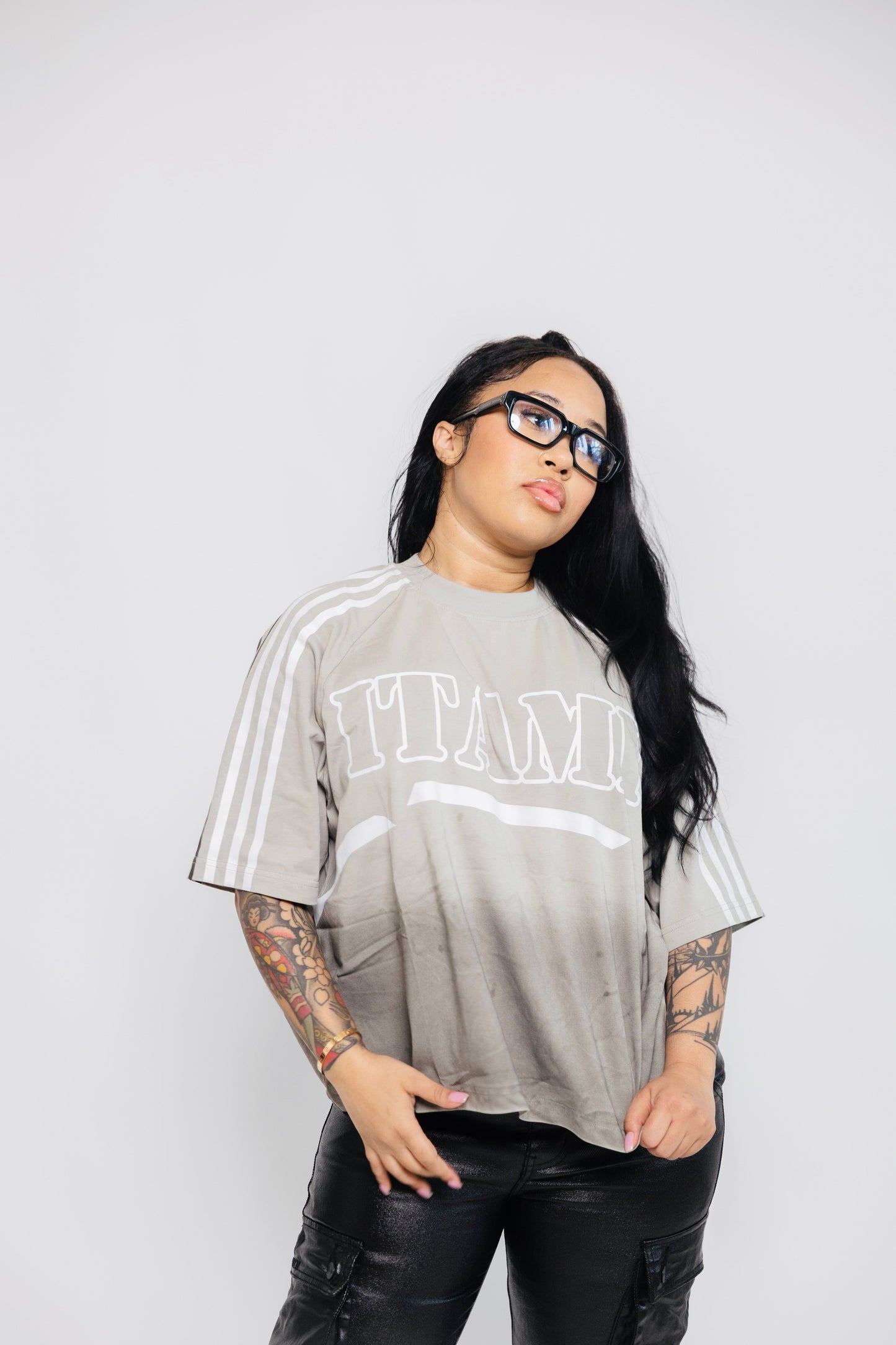 Grey Itami™ Vintage T-Shirt With Stripes