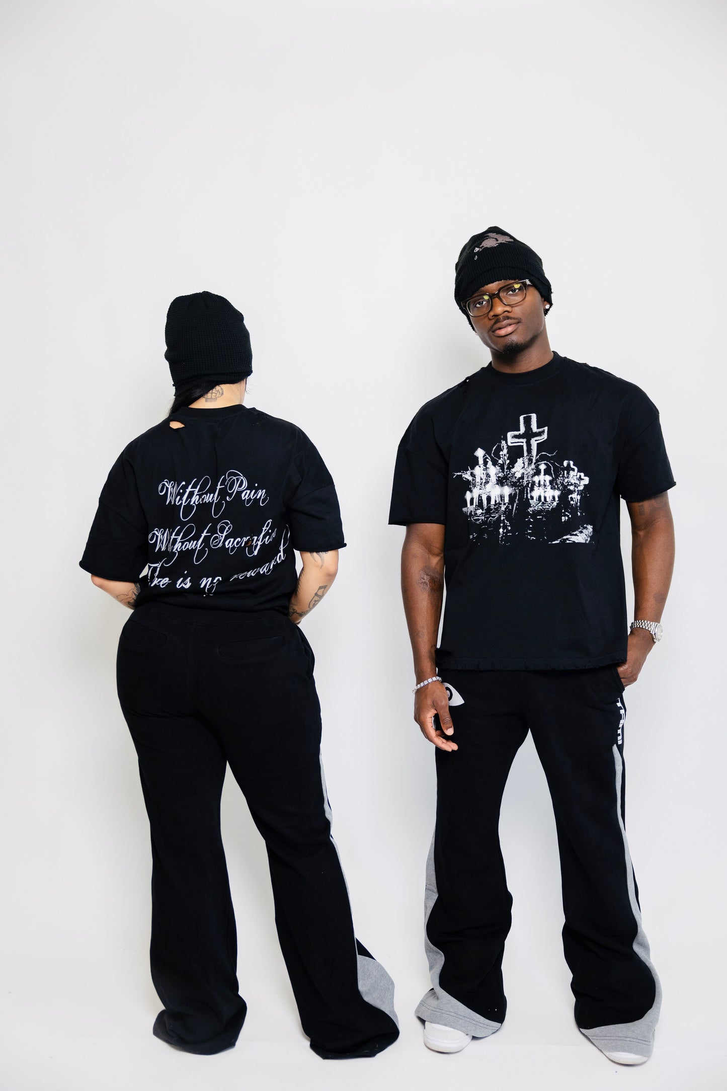 Black Itami™ Cross Distressed T-Shirt