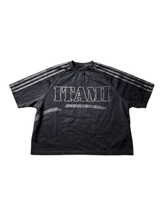 Dark Grey vintage Itami Tee with stripes