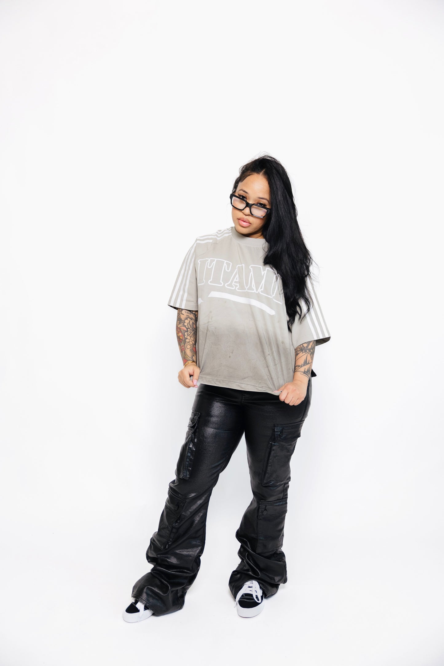 Grey Itami™ Vintage T-Shirt With Stripes
