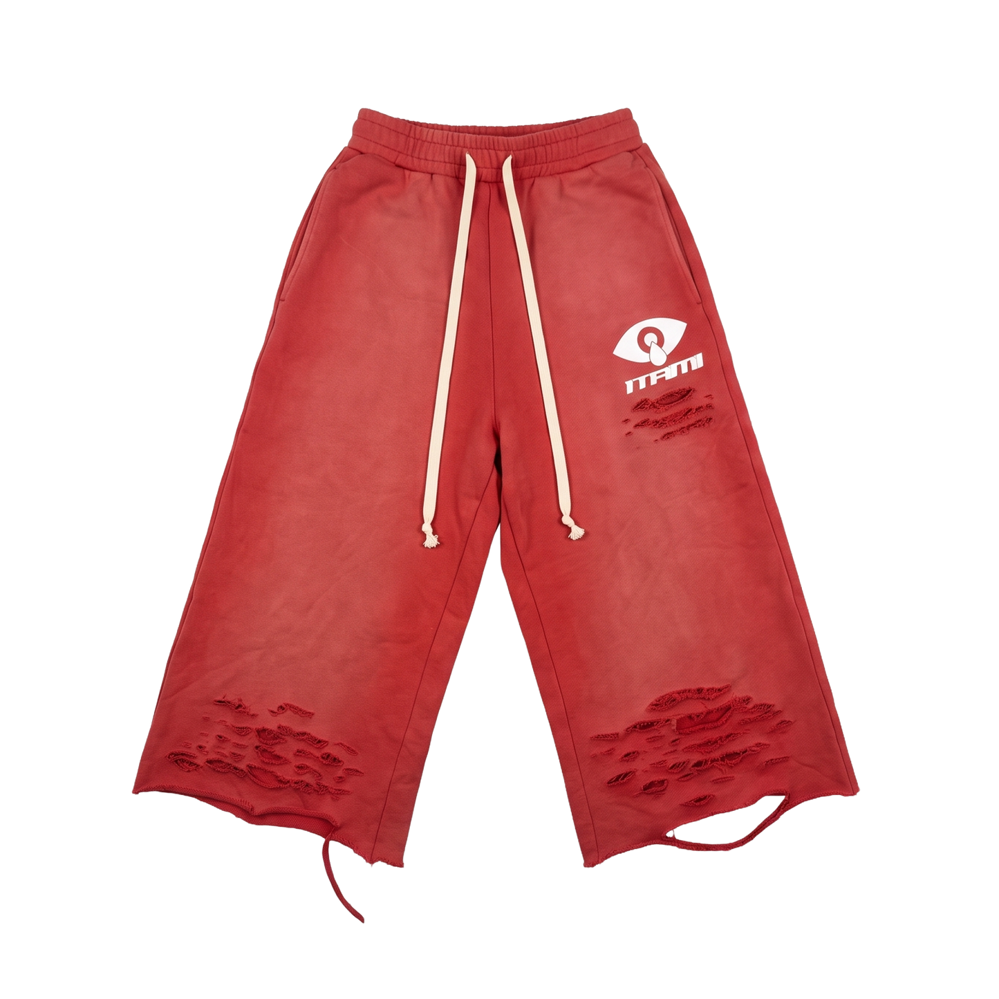 ITAMI Red Distressed Shorts